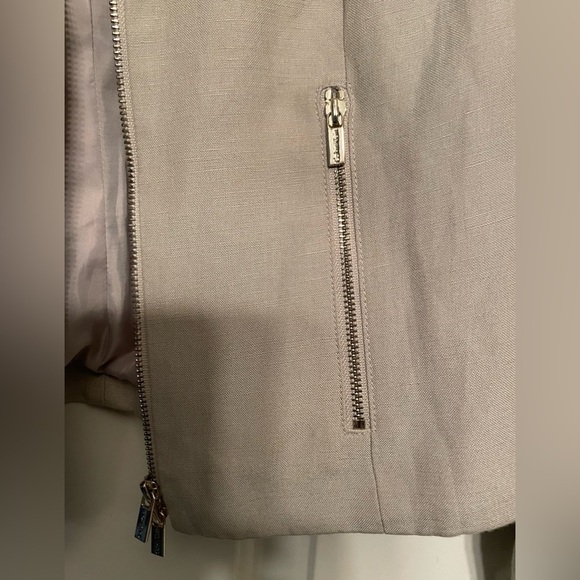 Calvin Klein Linen 2-Way Gold Zippered Lined Jacket with Wind Guard Tab Collar - Picture 10 of 12